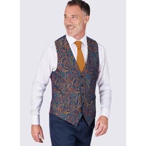 Peter Christian Men’s Tapestry Burdock Vest Waistcoat 48R MW25 Patterned Blue